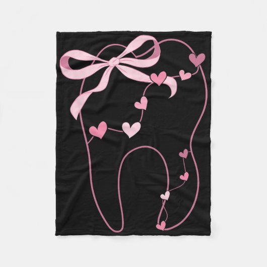 Coquette Bow Molar Dentist Dental Hygienist Valent Fleece Deken (Voorkant)