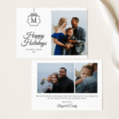 Coquette Bow Monogram Initiaal Foto Kerst Feestdagenkaart