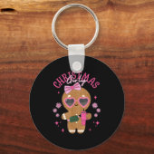 Coquette Bow NK Gingerbread Christmas Girly Xmas H Sleutelhanger (Voorkant)