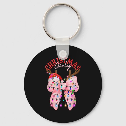 Coquette Bow NK Gingerbread Christmas Girly Xmas H Sleutelhanger (Voorkant)