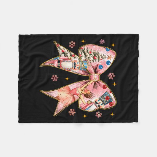 Coquette Bow Nutcracker Christmas Xmas Family Paja Fleece Deken (Voorkant (Horizontaal))