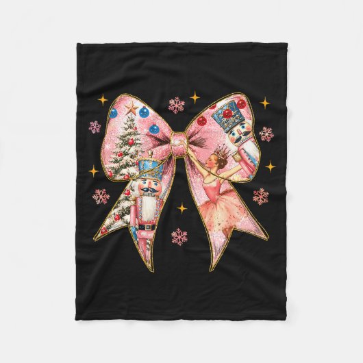 Coquette Bow Nutcracker Christmas Xmas Family Paja Fleece Deken (Voorkant)