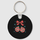 Coquette Bow Ornament Cherries Christmas Holiday G Sleutelhanger (Voorkant)