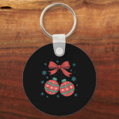 Coquette Bow Ornament Cherries Christmas Holiday G Sleutelhanger (Voorkant)