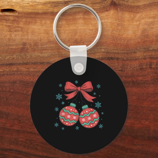 Coquette Bow Ornament Cherries Christmas Holiday G Sleutelhanger (Voorkant)