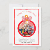 Coquette Bow Ornament Kerstmis Fotokaart Feestdagenkaart (Voorkant)