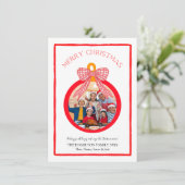 Coquette Bow Ornament Kerstmis Fotokaart Feestdagenkaart (Staand voorkant)