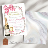 Coquette Bow Parels en prosecco Vrijgezellenfeest Kaart