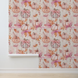 Coquette Bow Pastel Pompoen Esthetische Patroon Behang
