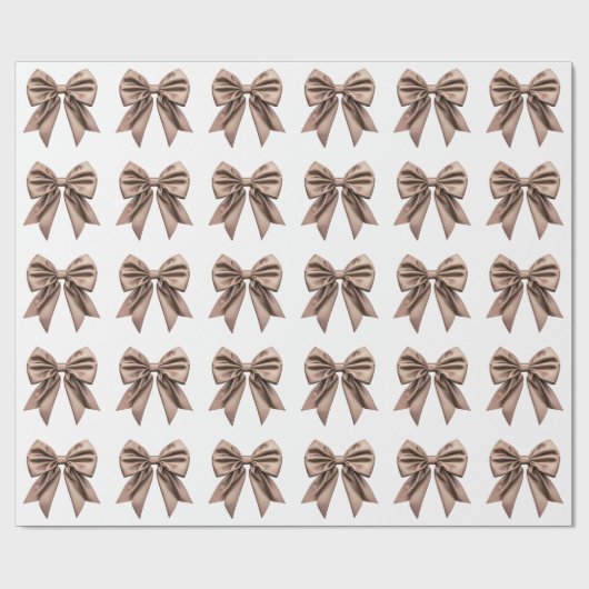 Coquette Bow Pattern Mocha Brown Cadeaupapier (Vlak)