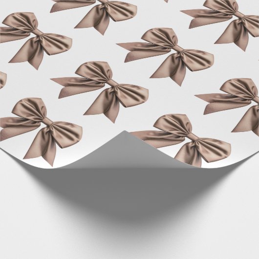 Coquette Bow Pattern Mocha Brown Cadeaupapier (Hoek)