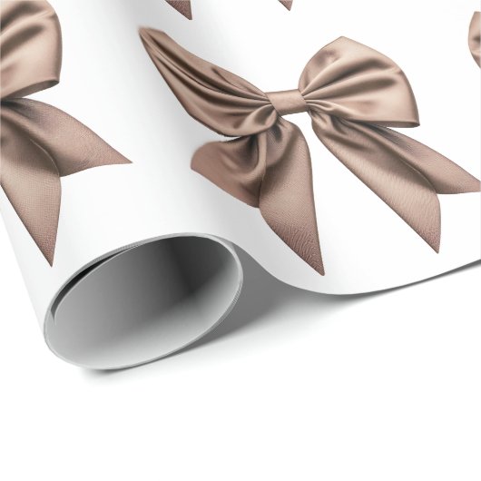 Coquette Bow Pattern Mocha Brown Cadeaupapier (Rol Hoek)