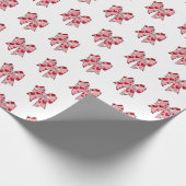 Coquette Bow Pattern Roze & Witte Valentijnsdag Cadeaupapier (Hoek)