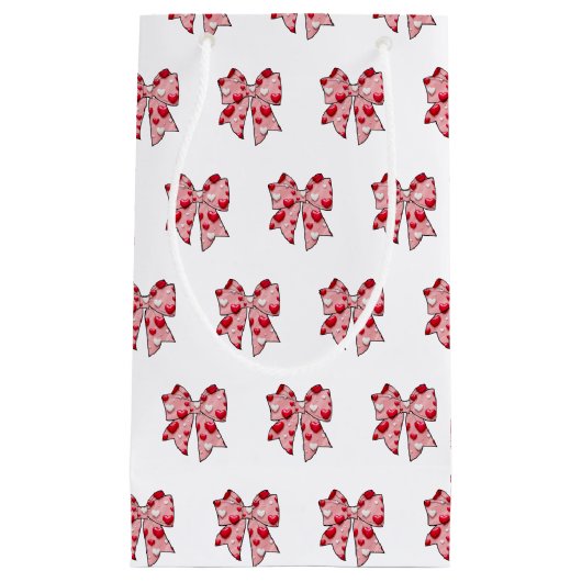 Coquette Bow Pattern Valentijnsdag Klein Cadeauzakje (Voorkant)