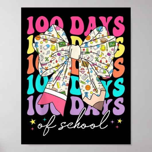 Coquette Bow Pencil 100 dagen van School Student T Poster (Voorkant)