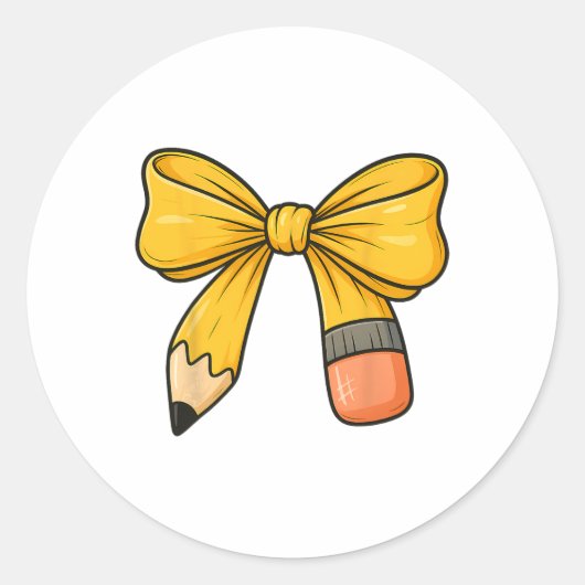 Coquette Bow Pencil Back To School First Day Teach Ronde Sticker (Voorkant)