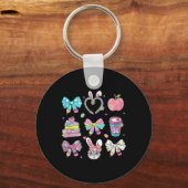 Coquette Bow Pencil Bunny Konijn Leraar Happy Eas Sleutelhanger (Voorkant)