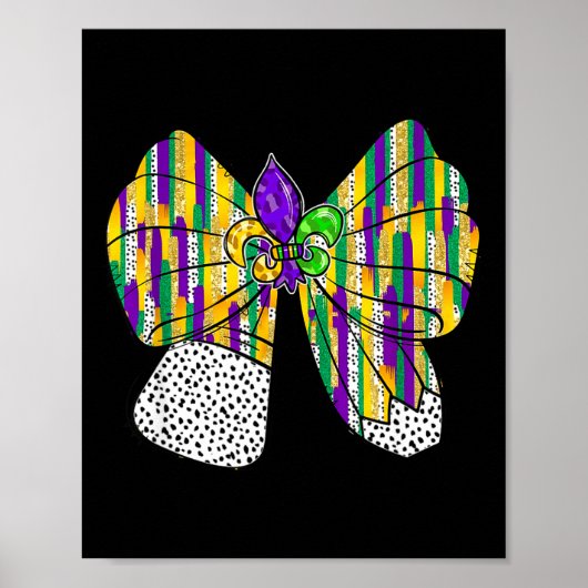 Coquette Bow Pencil Mardi Gras Fleur-de-lis Teache Poster (Voorkant)