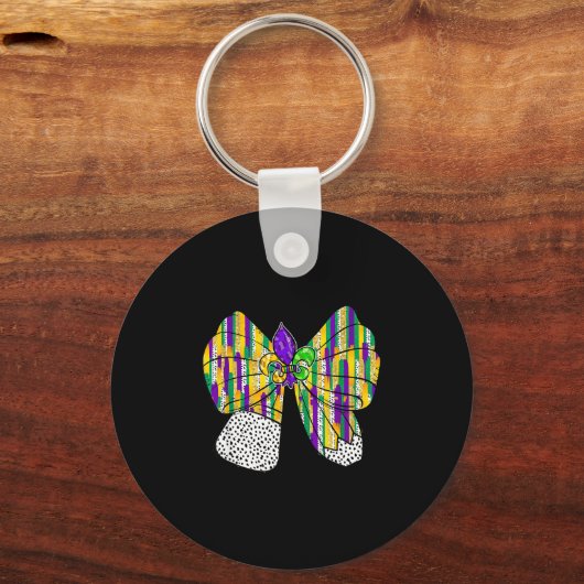 Coquette Bow Pencil Mardi Gras Fleur-de-lis Teache Sleutelhanger (Voorkant)
