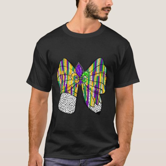 Coquette Bow Pencil Mardi Gras Fleur-de-lis Teache T-shirt (Voorkant)