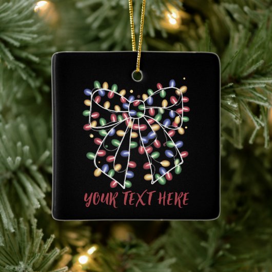 Coquette Bow Personalized Christmas Lights Holiday Keramisch Ornament (Boom)