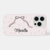 Coquette Bow Personalized Phone Pink iPhone Hoesje (Achterkant horizontaal)
