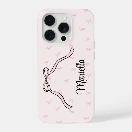 Coquette Bow Personalized Phone Pink iPhone Hoesje (Achterkant)