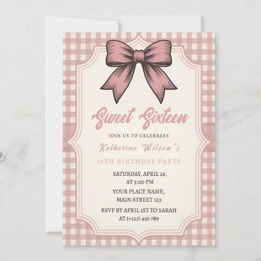 Coquette Bow Pink Birthday Party Kaart (Voorkant)