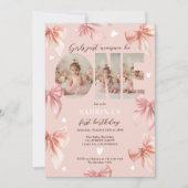 Coquette Bow Pink Girls Just wanna First Birthday Kaart (Voorkant)