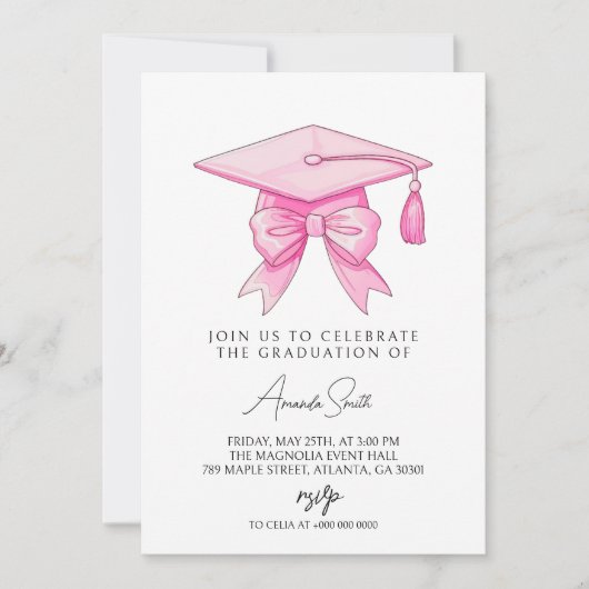Coquette Bow Pink Graduation Kaart (Voorkant)