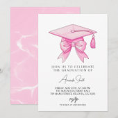 Coquette Bow Pink Graduation Kaart (Voorkant / Achterkant)