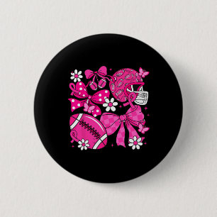 Coquette Bow Pink Out Football Team Borstkanker Ronde Button 5,7 Cm