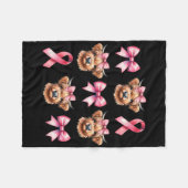 Coquette Bow Pink Ribbon Koe Roze Borstkanker Fleece Deken (Voorkant (Horizontaal))