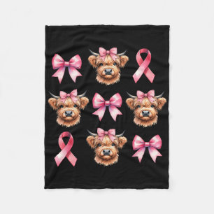 Coquette Bow Pink Ribbon Koe Roze Borstkanker Fleece Deken