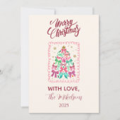 Coquette Bow Pink Tree Christmas Feestdagenkaart (Voorkant)