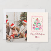 Coquette Bow Pink Tree Christmas Feestdagenkaart (Voorkant)