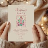 Coquette Bow Pink Tree Christmas Kaart