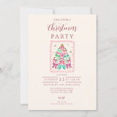 Coquette Bow Pink Tree Christmas Kaart (Voorkant)