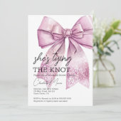 Coquette Bow Pink Tying The Knot Vrijgezellenfeest Kaart (Staand voorkant)
