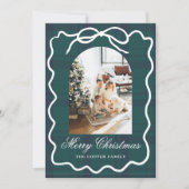 Coquette Bow  Plaid Foto Kerst Feestdagenkaart (Voorkant)