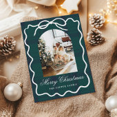 Coquette Bow  Plaid Foto Kerst Feestdagenkaart