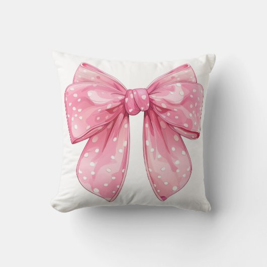 Coquette Bow Polka Dot Kussen (Voorkant)