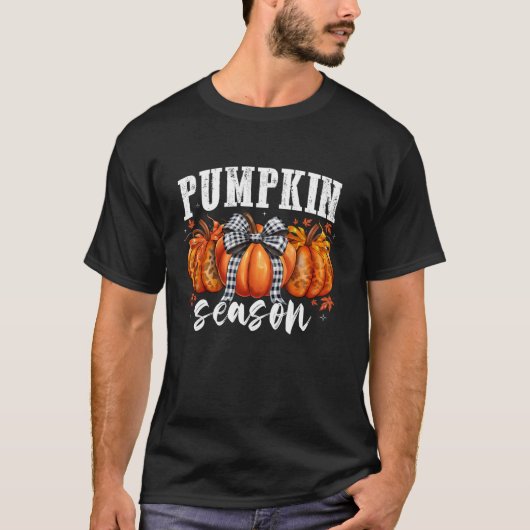 Coquette Bow Pompoen Seizoen Herfst Pompoen Thanks T-shirt (Voorkant)