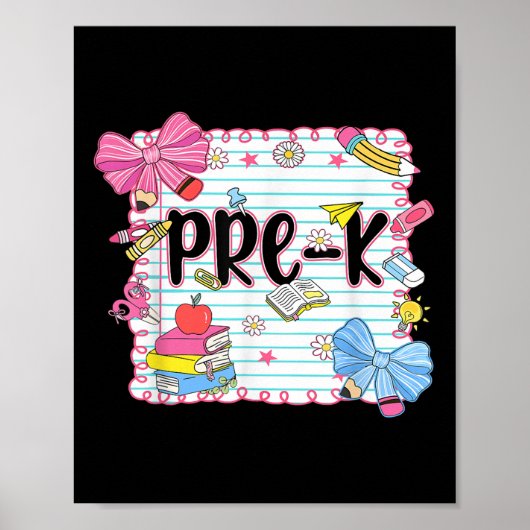 Coquette Bow Pre-K Eerste Dag van de School Teache Poster (Voorkant)