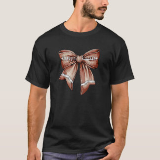 Coquette Bow Pumpkin Amerikaans Football Thanksgiv T-shirt