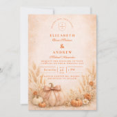 Coquette Bow Pumpkin Autumn Wedding Kaart (Voorkant)