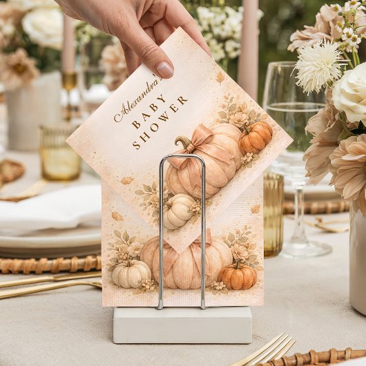 Coquette Bow Pumpkin Fall Baby Shower Servet