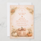 Coquette Bow Pumpkin Fall Wedding Kaart (Voorkant)