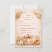 Coquette Bow Pumpkin Fall Wedding RSVP Kaartje (Voorkant)