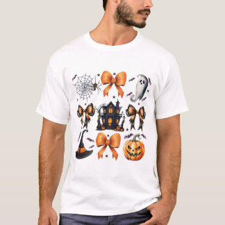 Coquette Bow Pumpkin Herfst Spooky Seizoen Hallowe T-shirt